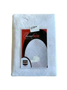 White Cotton Thermal Blanket Waffle Weave Queen Full Size
